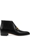 GUCCI LEATHER ANKLE BOOT WITH G BROGUE