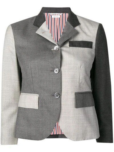Thom Browne Colourblock Panelled Twill Sport Blazer In Grey