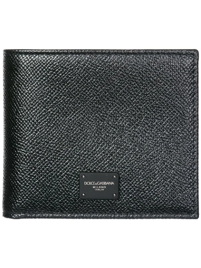 Dolce & Gabbana Genuine Leather Wallet Credit Card Bifold In Black