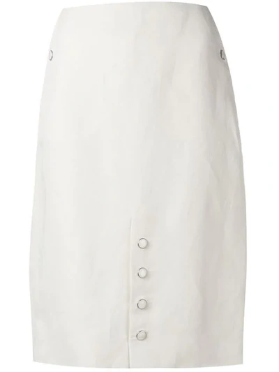 Aalto Button Detail Straight Skirt - 大地色 In Ivory