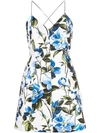 Alice And Olivia Tayla Structured Floral-print Lantern Mini Dress In White