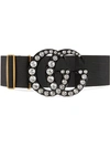 GUCCI ELASTIC BELT WITH CRYSTAL DOUBLE G BUCKLE