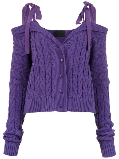 Andrea Bogosian Tied Knit Blouse In Purple