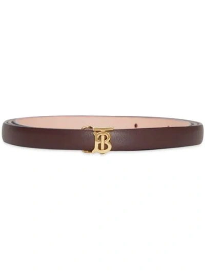 Burberry Reversible Monogram Motif Leather Wrap Belt In Oxblood/rose Beige