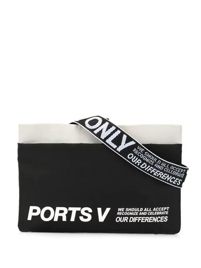 PORTS V CONTRAST TRIM LOGO PRINT CROSSBODY BAG 