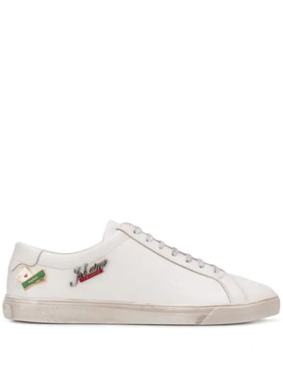 Saint Laurent Andy Sneakers In Leather Decorated With Pins In Optical White