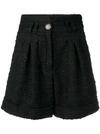 BALMAIN BALMAIN HIGH-WAIST TWEED SHORTS - 黑色