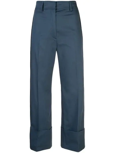 Rochas Appliqué Stripe Cropped Trousers - 蓝色 In Blue