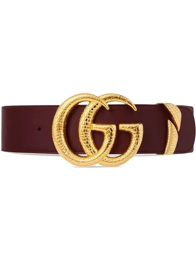 Gucci Smooth Leather Belt W/ Double G Buckle In Bordeaux