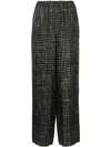 THEORY THEORY GRID CHECK PALAZZO TROUSERS - 黑色