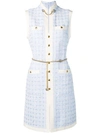 GUCCI GUCCI SHORT TWEED DRESS WITH CHAIN BELT - 蓝色