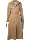 GUCCI GUCCI HOODED TRENCH COAT - 棕色