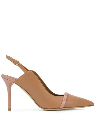 Malone Souliers Marion 70 Leather Slingback Pumps In Nude And Neutrals