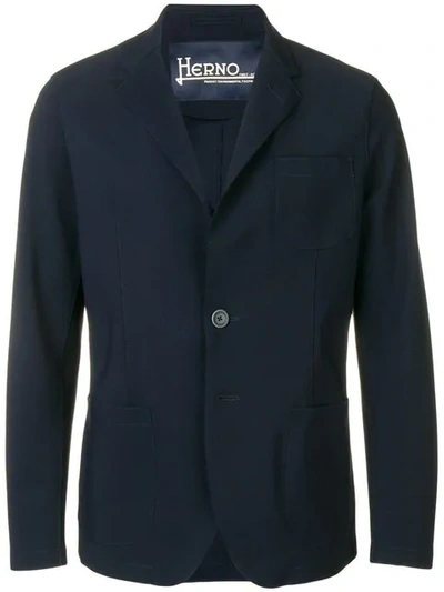Herno Single-breasted Tailored Blazer In Blue