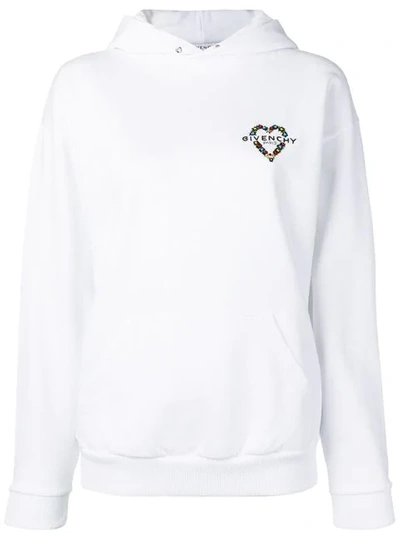 Givenchy Beaded Logo Hoodie In White