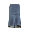 Balenciaga 3d Molded Flare Hem Denim Midi Skirt In Blue