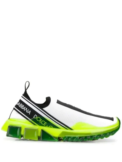 Dolce & Gabbana Logo-print Stretch-knit Slip-on Sneakers In Multi
