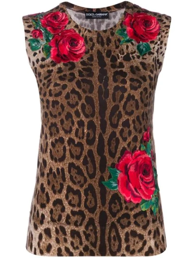 Dolce & Gabbana Jumper In Printed Wool In Leopard Print