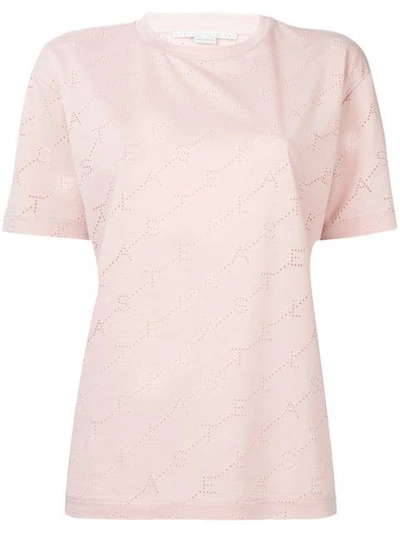 Stella Mccartney Logo Pink Perfored Cotton T-shirt
