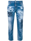 DSQUARED2 DSQUARED2 DISTRESSED CROPPED JEANS - 蓝色