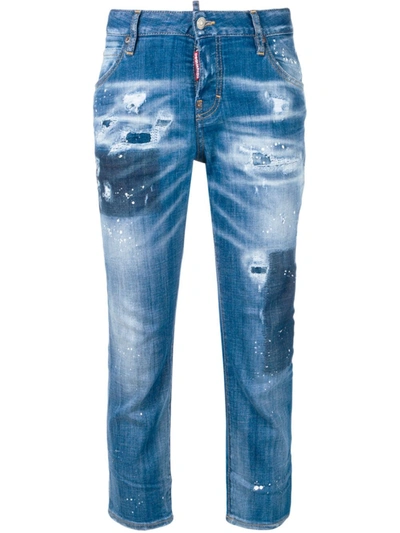 Dsquared2 Distressed Cropped Jeans - 蓝色 In Blue