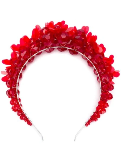 Simone Rocha Floral Appliqué Hair Band In Red