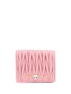 Miu Miu Matelassé Leather Wallet In Pink