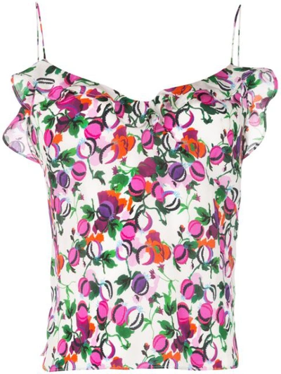 Saloni Ani Floral Print Silk Camisole In Multicolour