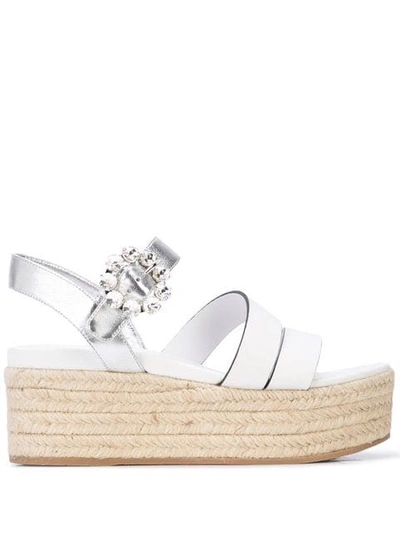 Miu Miu Leather Platform Sandals - 白色 In White