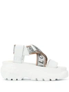 Buffalo Logo Strap Sandals In White