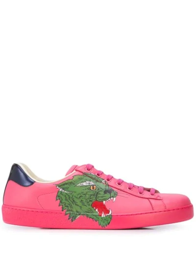 Gucci Ace Sneaker With Panther - 粉色 In Pink