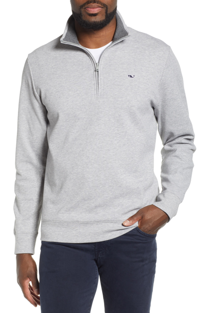 Vineyard Vines Coopers Town Stripe Quarter Zip Pullover In Grey