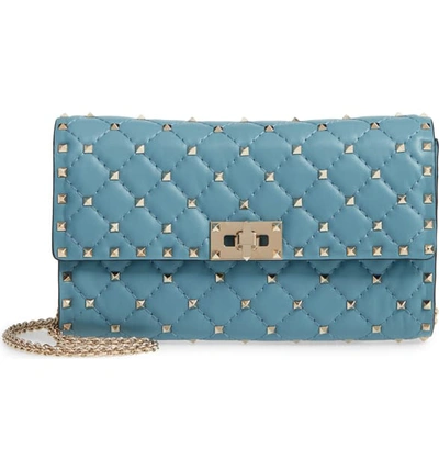 Valentino Garavani Rockstud Matelasse Quilted Leather Crossbody Bag In Atlantique