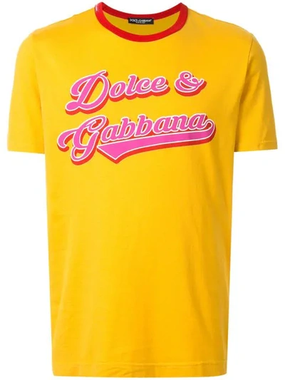 Dolce & Gabbana Logo Printed T-shirt In Yellow