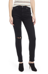 Reformation High & Skinny Jeans In Faded Black Destroyed