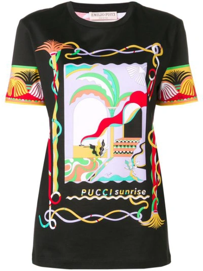 Emilio Pucci Short-sleeve Sunrise Graphic T-shirt In Black
