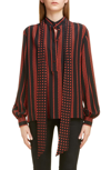 SAINT LAURENT STRIPE STAR PRINT BLOUSE,564615Y757U