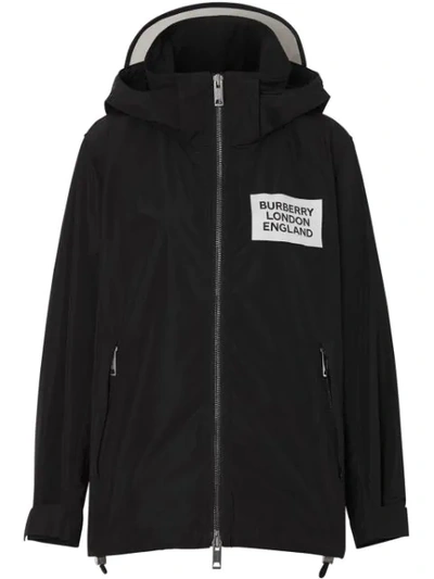 Burberry Kway Millport Logo Print Waterproof Taffeta Jacket In Black