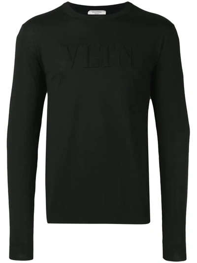 Valentino Vltn Logo Embossed Sweatshirt In Black