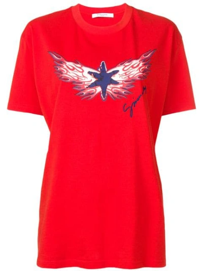 Givenchy Star Flame Printed T-shirt In Red