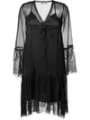 Mcq By Alexander Mcqueen Embroidered Lace Plisse Dress In Black