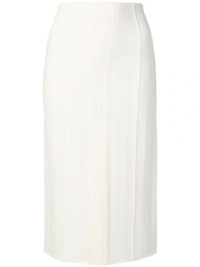 Alexander Mcqueen High-rise Grain-de-poudre Wool Pencil Skirt In White