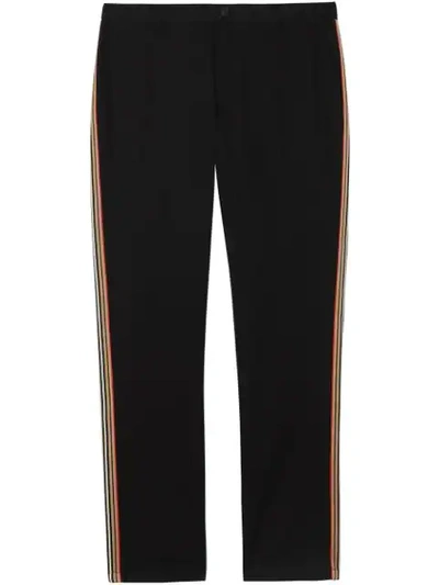 Burberry Slim Fit Icon Stripe Detail Cotton Chinos In Black