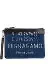 FERRAGAMO LOGO PRINT CLUTCH BAG