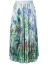 RED VALENTINO RED VALENTINO PLEATED FLORAL MIDI SKIRT - 绿色