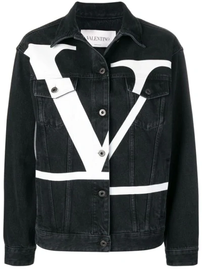 Valentino Deconstructed Vlogo Denim Jacket In Black