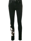 OFF-WHITE FLORAL EMBROIDERED SKINNY JEANS