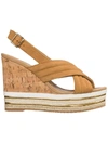 Hogan Women's Suede Shoes Wedges Sandals H442 In Kenia