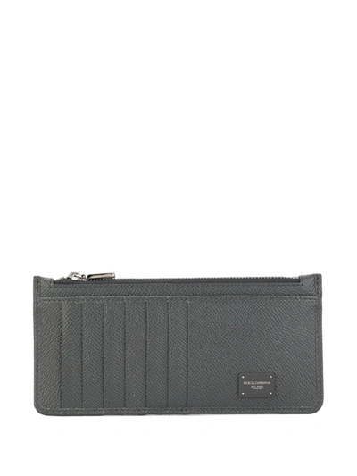 Dolce & Gabbana Logo-tag Vertical Card Holder In Grey