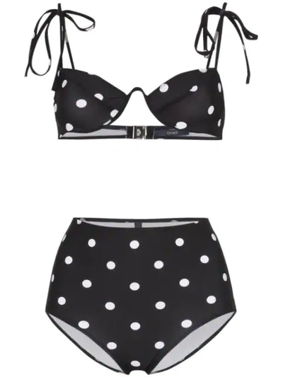 Araks Myriam Mallory Polka Dot Underwired High-waisted Bikini Set In Black